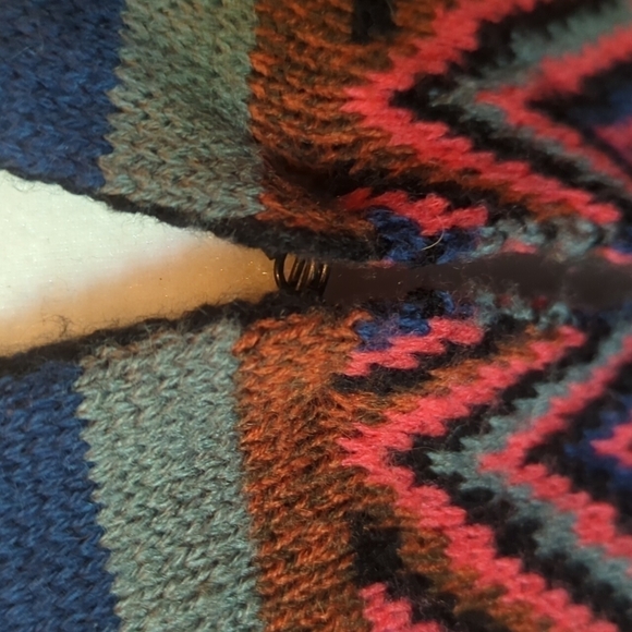 Hot & Delicious colorful tribal knit fringe Boho long open  duster/cardigan sz M - Picture 12 of 14